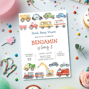 Invitation d'anniversaire pour enfants Véhicule de