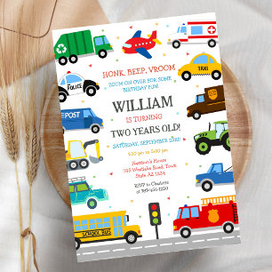 Invitation d'anniversaire pour enfants Véhicule de