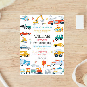 Invitation d'anniversaire pour enfants Véhicule de
