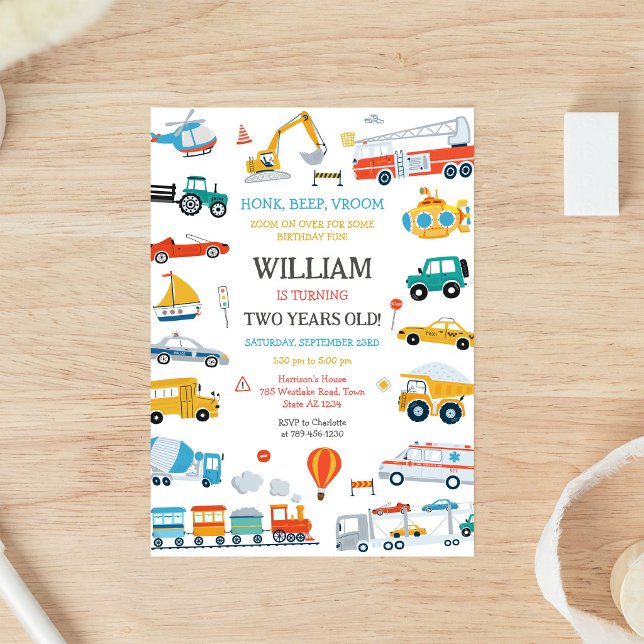 Invitation d'anniversaire pour enfants Véhicule de (Créateur téléchargé)