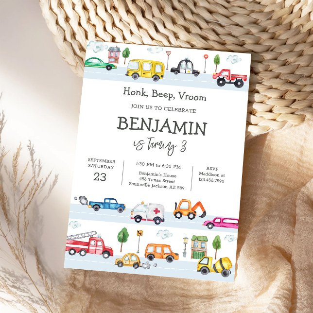 Invitation d'anniversaire pour enfants Véhicule de (Créateur téléchargé)