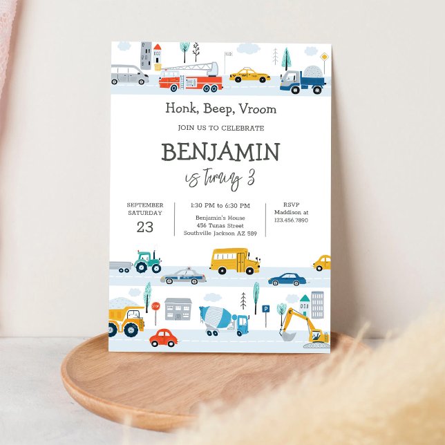 Invitation d'anniversaire pour enfants Véhicule de (Créateur téléchargé)