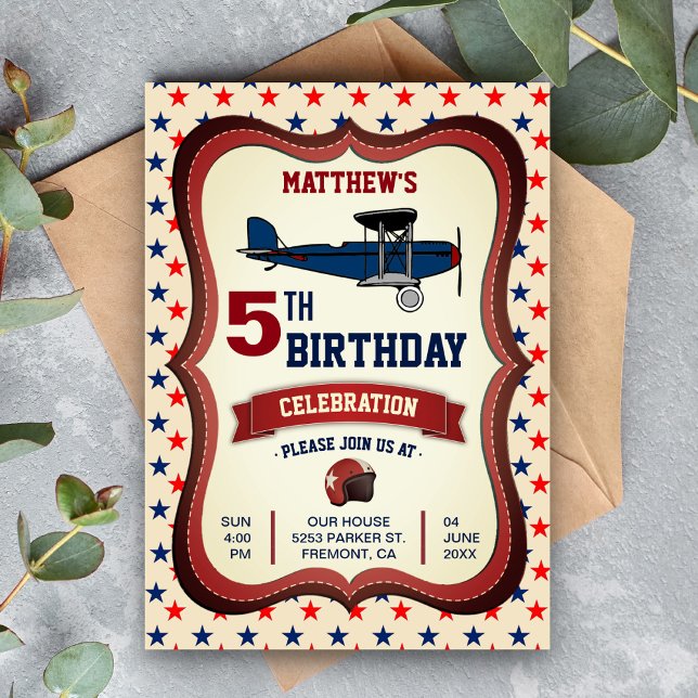 Invitation d'anniversaire pour enfants Vintage Ret (Créateur téléchargé)