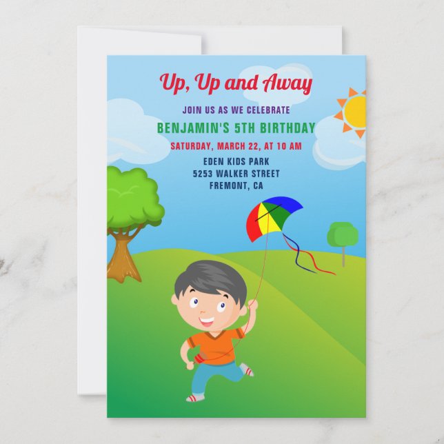 Invitation d'anniversaire pour enfants volant un c (Devant)