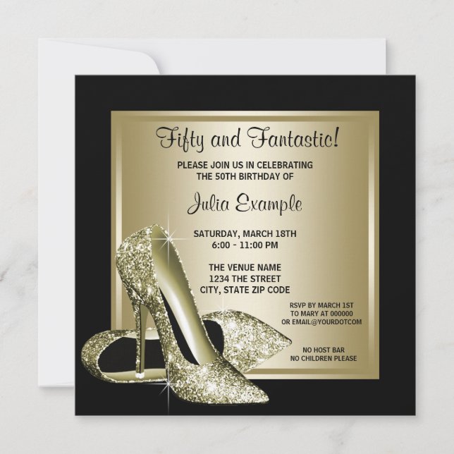 Invitation d'anniversaire pour femme en talons hau (Devant)