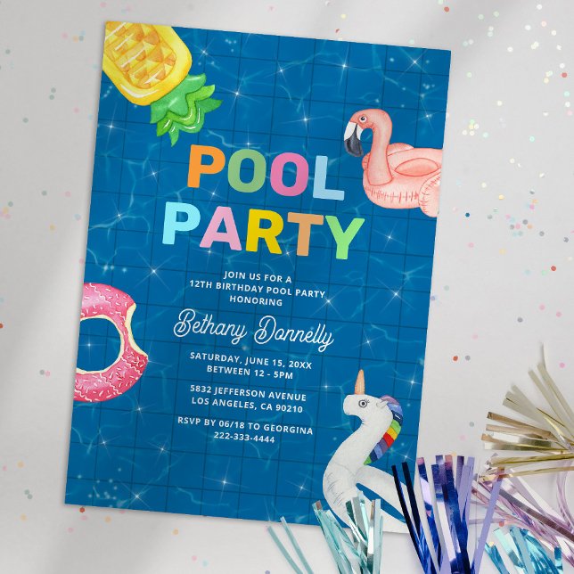 Invitation d'anniversaire pour fête à la piscine p (Créateur téléchargé)