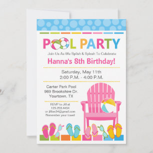 Invitation d'anniversaire pour fête au bord de la