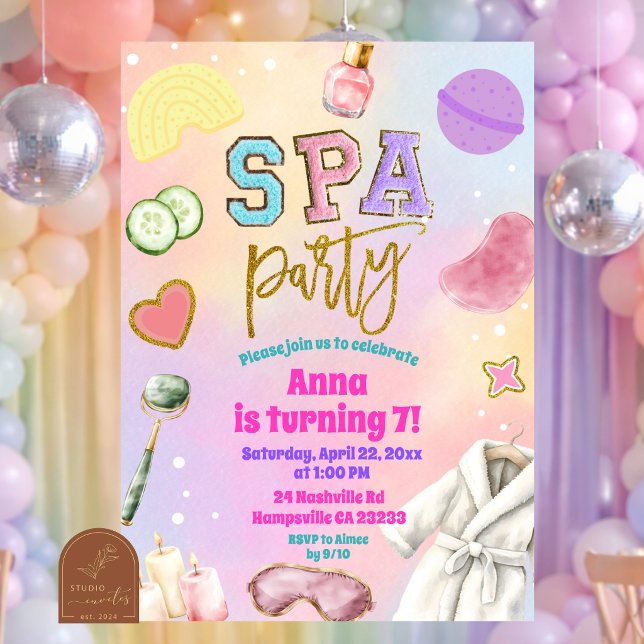 Invitation d'anniversaire pour fête de spa univers (Créateur téléchargé)