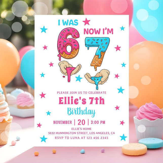 Invitation d'anniversaire pour fille 67 Six Seven (Créateur téléchargé)