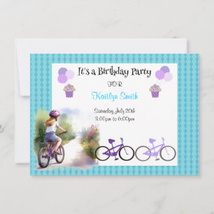 Invitation d'anniversaire pour fille à vélo