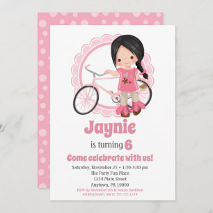 Invitation d'anniversaire pour fille à vélo - Chev