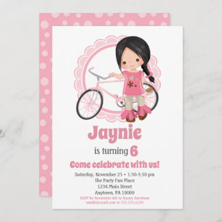 Invitation d'anniversaire pour fille à vélo - Chev