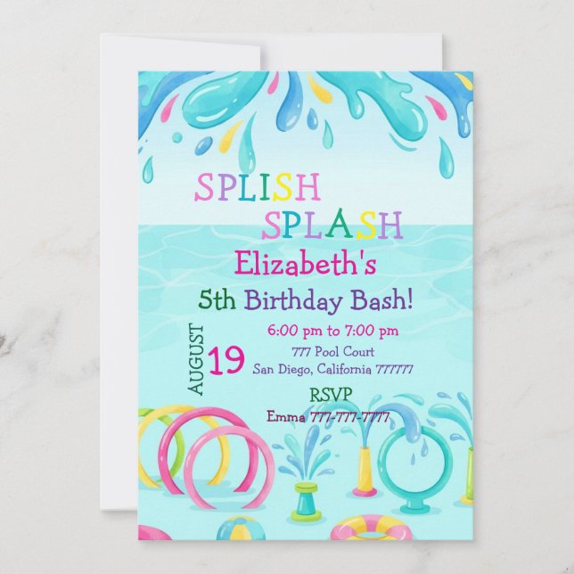 Invitation d'anniversaire pour fille / aire de jeu (Devant)