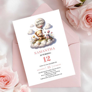 Invitation d'anniversaire pour fille avec ballon e