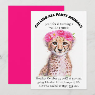 Invitation d'anniversaire pour fille avec safari a