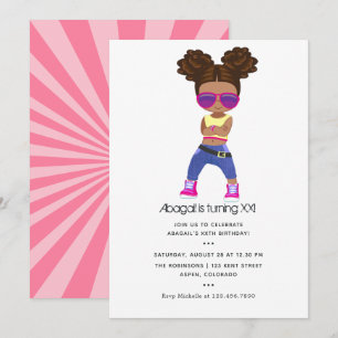 Invitation d'anniversaire pour fille avec tresses