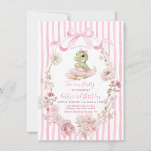 Invitation d'anniversaire pour fille avec un dinos