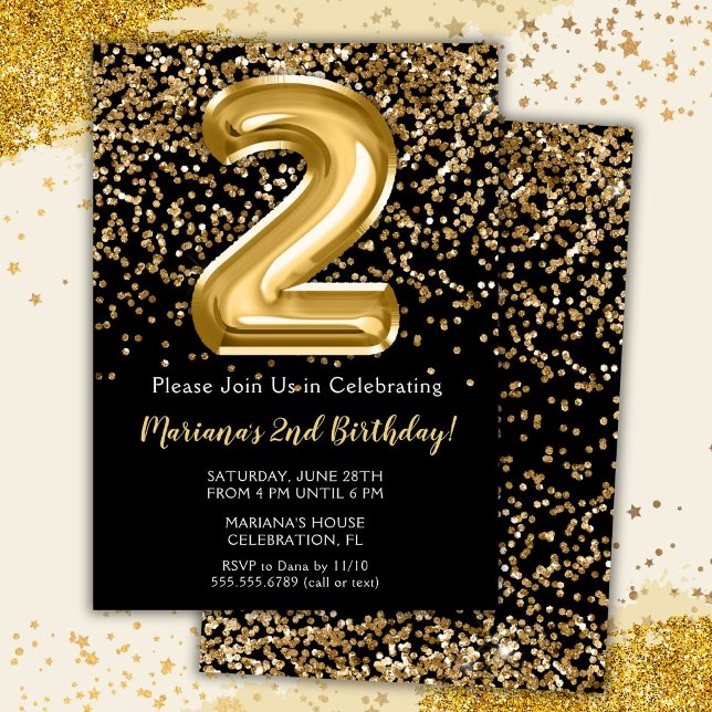 Invitation d'anniversaire pour fille de 2 ans Blac (Créateur téléchargé)