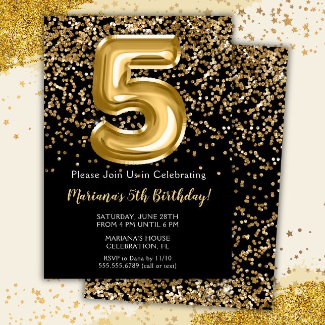 Invitation d'anniversaire pour fille de 5 ans Blac (Créateur téléchargé)