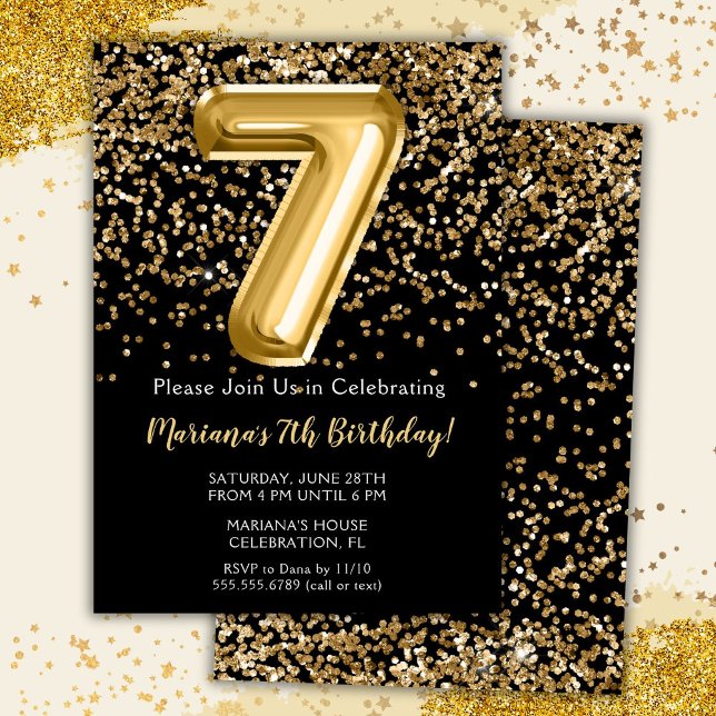 Invitation d'anniversaire pour fille de 7 ans Blac (Créateur téléchargé)