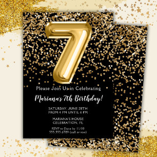 Invitation d'anniversaire pour fille de 7 ans Blac