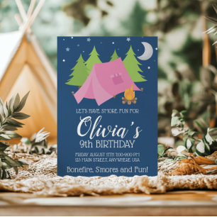 Invitation d'anniversaire pour fille de camping Gl