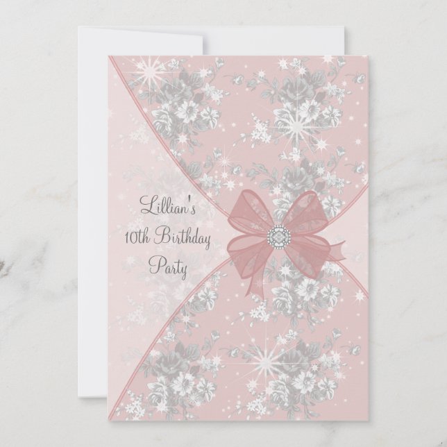 Invitation d'anniversaire pour filles avec étincel (Devant)