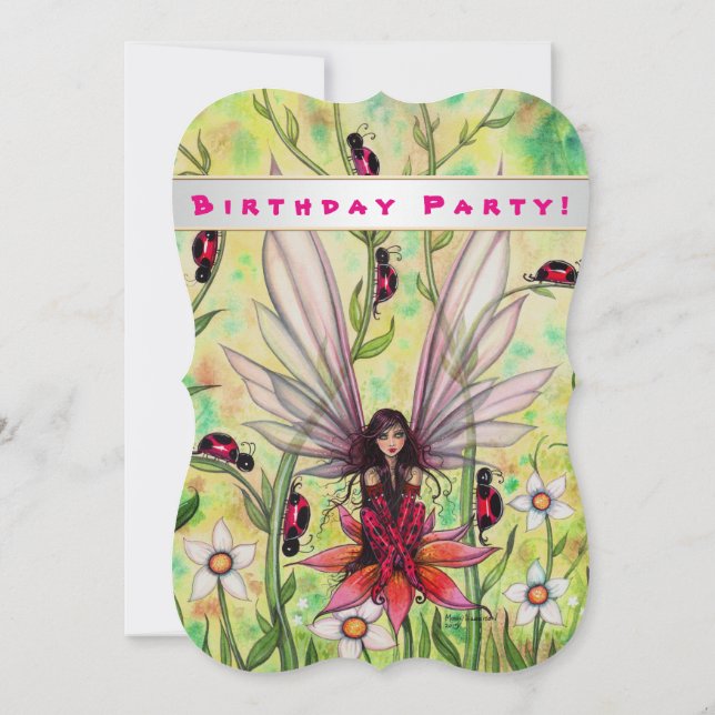 Invitation d'anniversaire pour filles avec une fée (Dos)