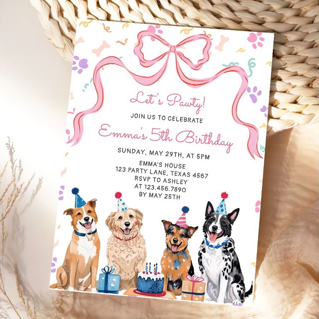 Invitation d'anniversaire pour filles chien chiots (Créateur téléchargé)