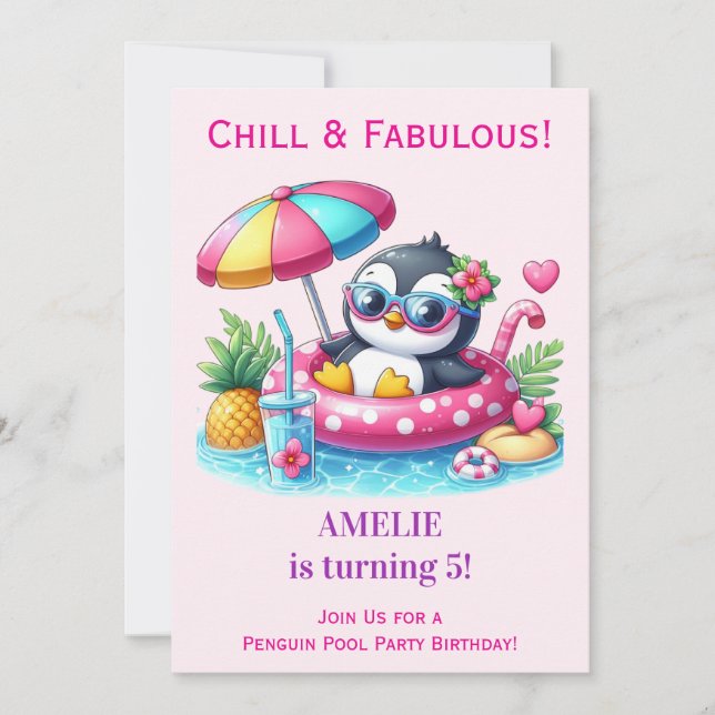 Invitation d'anniversaire pour filles - Fête au ba (Devant)