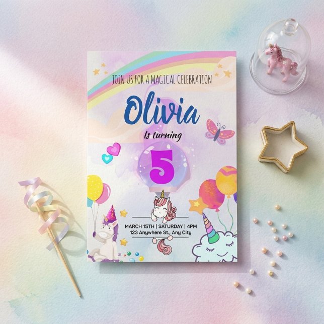 Invitation d'anniversaire pour filles pastel Licor (Créateur téléchargé)
