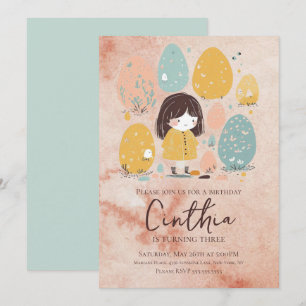 Invitation d'anniversaire pour fillette au pastel