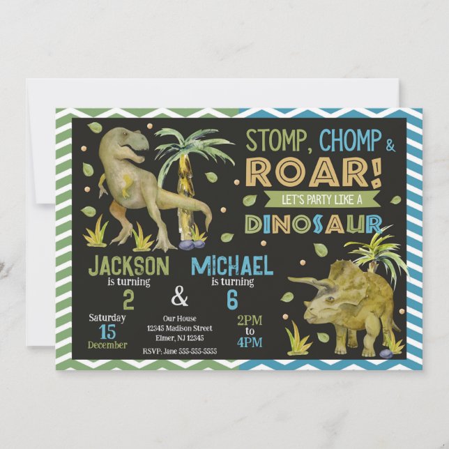 Invitation d'anniversaire pour frères et sœurs din (Devant)