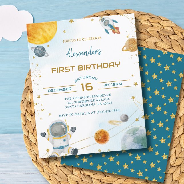 Invitation d'anniversaire pour garçon astronaute B (Créateur téléchargé)