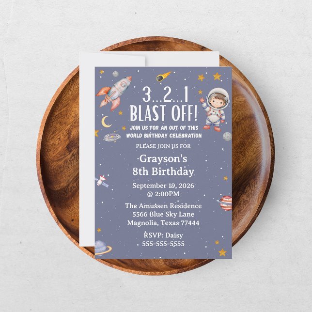 Invitation d'anniversaire pour garçon astronaute d (Créateur téléchargé)
