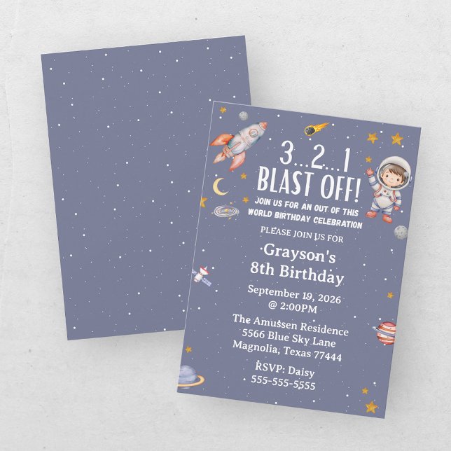 Invitation d'anniversaire pour garçon astronaute d (Créateur téléchargé)