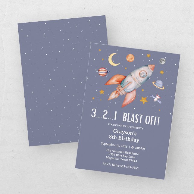 Invitation d'anniversaire pour garçon astronaute d (Créateur téléchargé)