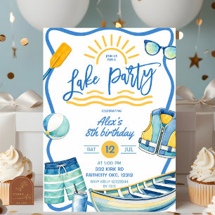 Invitation d'anniversaire pour garçon au lac Blue
