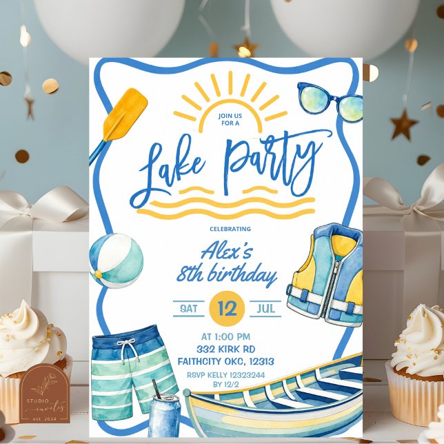 Invitation d'anniversaire pour garçon au lac Blue  (Créateur téléchargé)