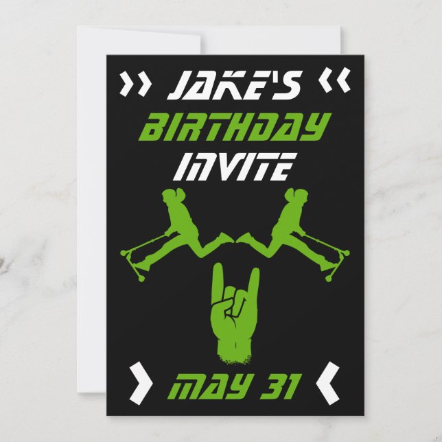 Invitation d'anniversaire pour garçon avec scooter (Devant)