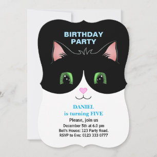 Invitation d'anniversaire pour garçon avec un chat
