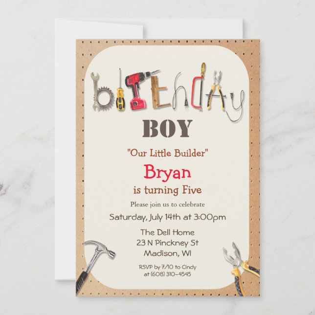 Invitation d'anniversaire pour garçon de tout âge  (Devant)