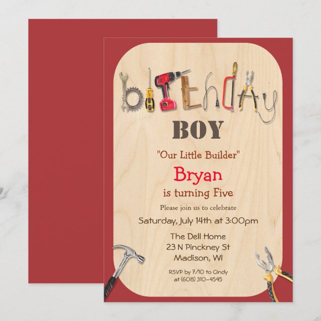 Invitation d'anniversaire pour garçon de tout âge  (Devant / Derrière)