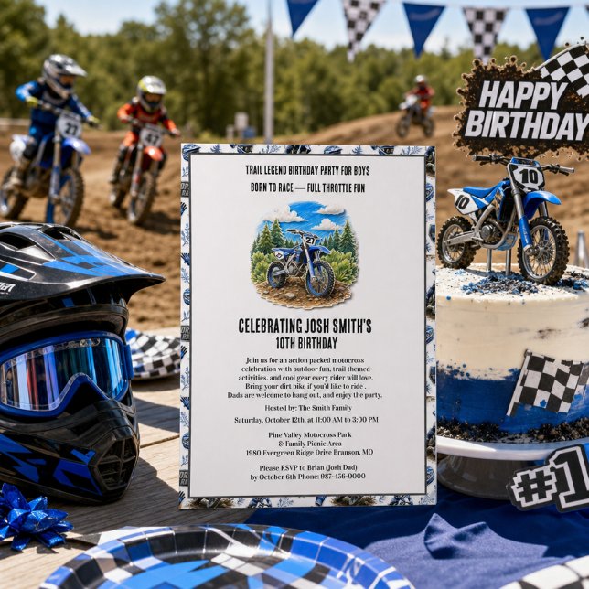 Invitation d'anniversaire pour garçon Motocross Di (Créateur téléchargé)