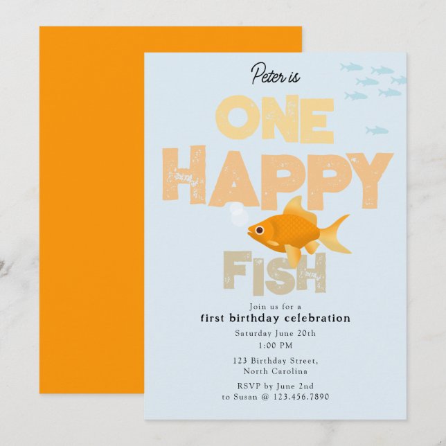 Invitation d'anniversaire pour garçon ou fille pou (Devant / Derrière)