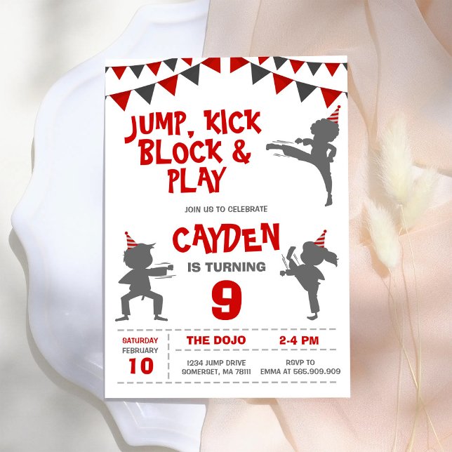 Invitation d'anniversaire pour garçons arts martia (Créateur téléchargé)
