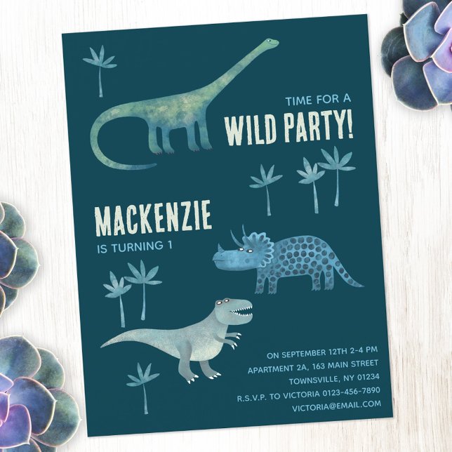 Invitation d'anniversaire pour garçons avec dinosa (Créateur téléchargé)