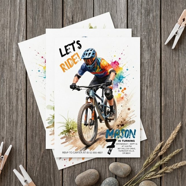 Invitation d'anniversaire pour garçons avec vélo d (Créateur téléchargé)