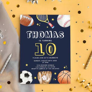 Invitation d'anniversaire pour garçons de sport de