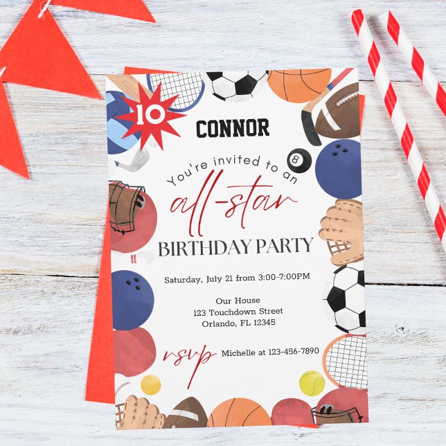 Invitation d'anniversaire pour garçons modernes et (Front )